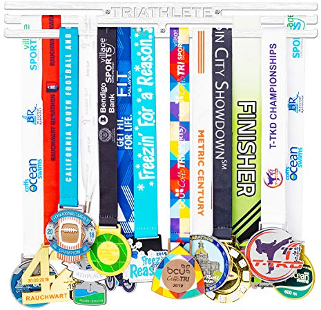 Thiathlette Marathon Medaillen-Schaukasten | Läufer Medaillen-Aussteller Lauf-Medaillen-Halter Trophäenregal und Medaillen-Display Medaillen-Halter für Sport Medaillen-Aufhänger Triathlon Aufhänger
