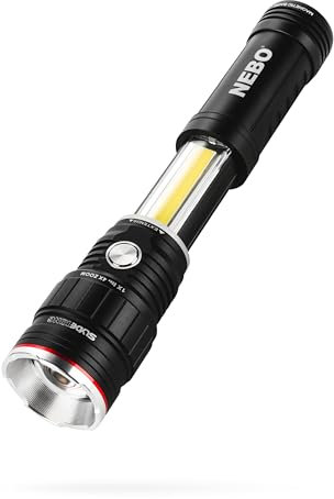 NEBO SLYDE KING 500 Lumen USB Rechargeable LED Flashlight with Red Work Light, Bright EDC Flashlight with a Magnetic Base, Black, and Red, 4 Light Modes