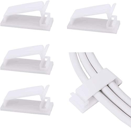 SOULWIT® 50 Stück Stark Selbstklebende kabelmanagement, Kabel Organizer, Kabel Clips für TV, PC, Laptop, Ethernet Kabel, Schreibtisch, Heim, Büro (Weiß)