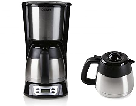 Cafetière moderne en acier inoxydable pour 8 tasses avec minuterie et thermos supplémentaire
