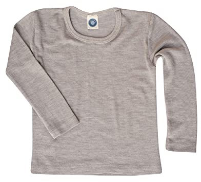 Cosilana, Kinder Unterhemd Langarm, 70% Wolle (kbT), 30% Seide (Grau meliert, 152)
