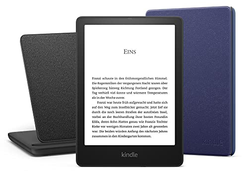 Kindle Paperwhite Signature Essentials Bundle - Kindle Paperwhite Signature Edition (32 Go, sans publicités), Étui en cuir et Station de charge sans fil Made for Amazon