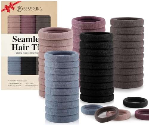 Bessrung 100 Stück dicke, nahtlose Haargummis, Pferdeschwanz-Halter, Haar-Accessoires für Frauen und Mädchen, keine Schäden für dickes Haar (natürliche Farben)