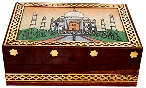 Purpledip 12522B Edelstein-Malkasten Taj Mahal, Sammlerstück, Souvenir, Geschenk, 10,2 x 7,6 cm