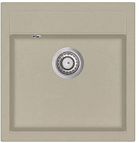 Fregadero bajo Encimera Clásico, Fregadero de cocina de granito con un seno beige