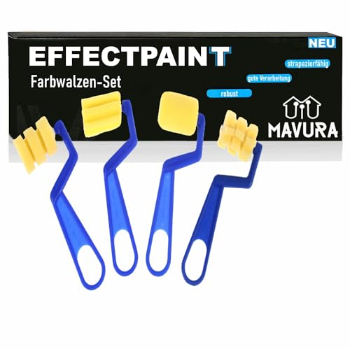EFFECTPAINT Farb Roller Muster Maler Set Struktur, Effekt Relief Walze Effektroller 4-teilig