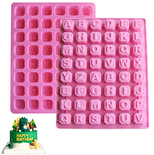 Moldes de Silicona con Letras, 2 Uds. Moldes de Chocolate con Letras, 48 Cavidades, Moldes de Fondant Cuadrados del Alfabeto, Herramientas de Decoración de Pasteles de Boda Sugarcraft