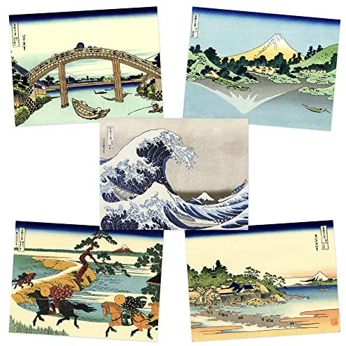 Artery8 Hokusai 36 Views Mount Fuji Mannen Bridge Lake Kawaguchi Home Decor Premium Wall Art Poster Pack of 5
