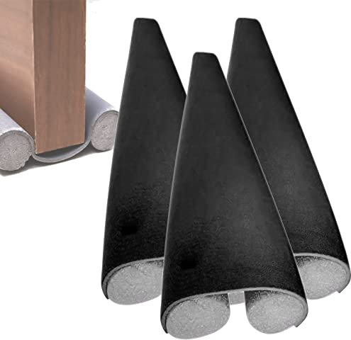 Breadom Coupe-Vent de Porte, 3 pièces Coupe-Vent pour Le Bas de la Porte, économie d'énergie sous la Porte, Coupe-Vent, Coupe-Vent, bloqueur de Bruit(Black)