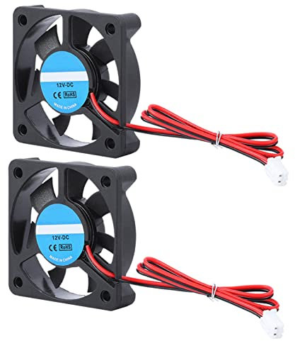 KIMISS 50Mm X 50Mm X 10Mm Ventilador de 2 Pines 5010 12V Abs 2 Piezas Accesorio de Impresora 3D Parte DIY 5010 Ventilador de Refrigeración 2Pin 12V 4000 6500 RPM 30Db 8 14Cfm