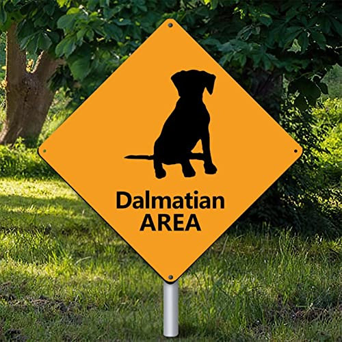 Yelolyio Dalmatiner Bereich Wandkunst Dekor Metallschild Warnschild Vorsicht Dalmatiner Retro Vintage Blechschild Lustige Aluminiumschilder 38,1 x 38,1 cm Geschenkschild für Garten Straße