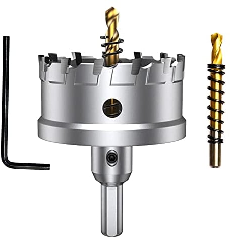 ASNOMY 68mm Punta per sega a tazza con punta in carburo di tungsteno, per metalli duri, sega a tazza T.C.T, con 2 punte per trapano pilota in titanio, per metallo, acciaio, ferro, legno, plastica