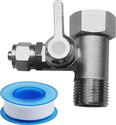 Valvola di Intercettazione Tubo a T: Nizirioo 3/8 x 3/8 x 1/4 Collegamento Dell'acqua con Nastro Sigillante PTFE, Valvola di Arresto con Valvola, Collegamento Acqua per il Collegamento di 2 Unità