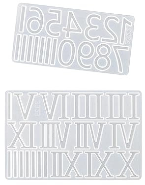 Oshhni Chiffres Moule Horloge Chiffres modèle en Silicone Comprenant des Chiffres Arabes et Romains, Outils de Moulage de résine pour Fournitures Maison
