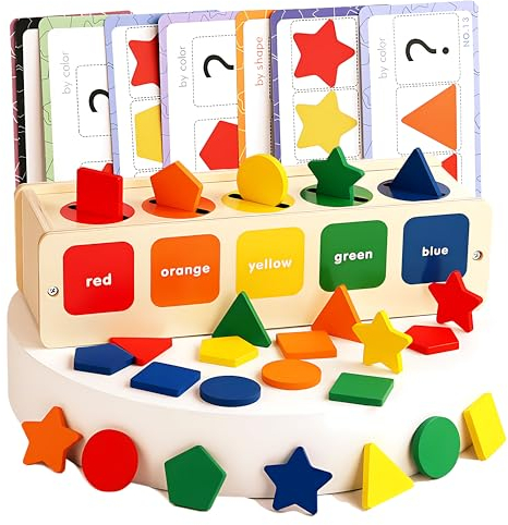 NapSoul Montessori Kinder Formen Farben Sortieren Lernen Spielzeug Steckspielzeug Sortierbox ab 1 2 3 Jahr Bunte 39-Teilig Geburtstagsgeschenk Die Kleine Und Der Mann Geschenke Geburtstag
