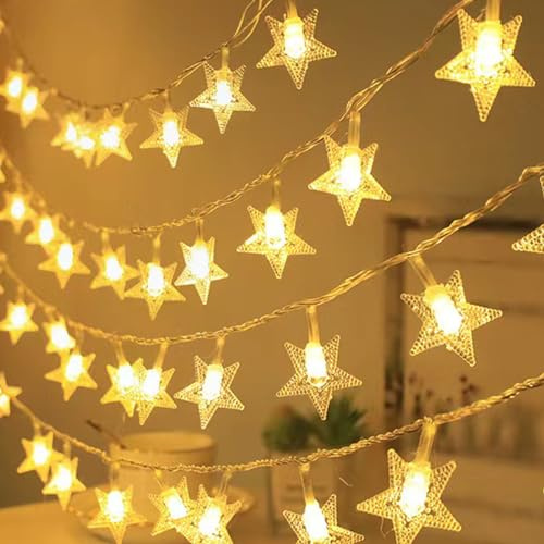 XVZ Sterne Lichterkette Batterie 3 m, 20 LED mit Timer, Warmweiß | LED Lichterkette für Party, Garten, Fenster, Weihnachten, Halloween, Hochzeit, Innen Deko