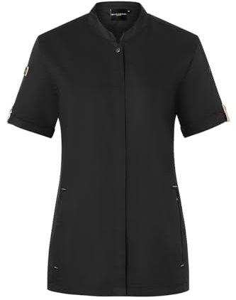 Karlowsky Damen Kochjacke Green-Generation Kurzarm Druckknöpfe Modern Fit Polyester/Baumwollmix Oeko-TEX® nachhaltig Schwarz - Größe 38