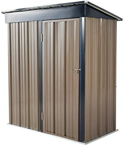 Panana Metal Garden Shed Storage Sheds Heavy Duty Outdoor Brown Color (3X5 Brown)