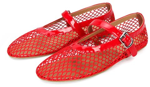 DOEYG - Bailarinas de malla para mujer, con hebilla, cómodas, informales, para oficina, caladas, planas