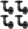 4 Pack Industrial Pipe Shelf Brackets, Black Floating Pipe Brackets with Screws, Heavy Duty Wall Mounted Pipe Shelves for Home Scaffold Board - 10×10cm
