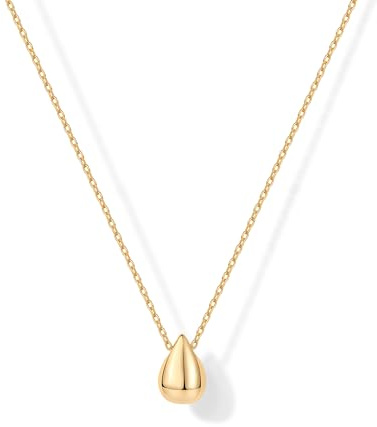 PAVOI 14K Yellow Gold Plated Dainty Pear Pendant Necklace for Women | Tear Pendant Necklaces