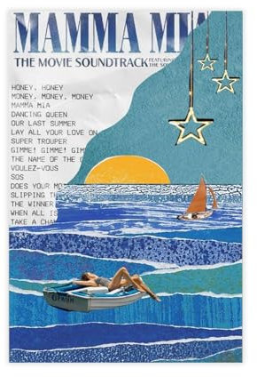 yiili Mamma Mia, Vintage-Filmposter, Leinwand, Poster, Schlafzimmer-Dekor, Sportlandschaft, Büro, Raumdekoration, Geschenk, ungerahmt, 20 x 30 cm