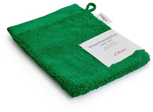 s.Oliver Waschlappen 16x21 cm - 100% Baumwolle, 600 g/m², weich & angenehm, Waschhandschuh grün
