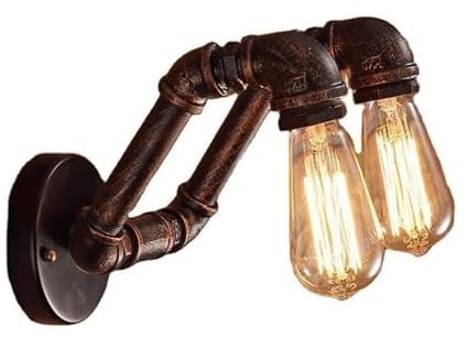 Wandleuchten 2-Light Retro-Wasserpfeifen-Wandleuchte Antike industrielle Metall-Wandleuchter Bauernhaus Beleuchtung for Schlafzimmer Treppe Flur Wohnzimmer Bad Eitelkeit Spiegel Lampe