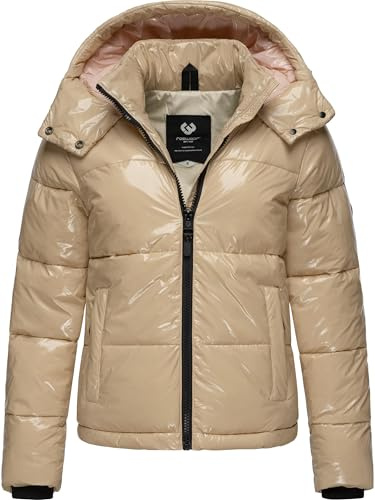 Ragwear Shiny Damen Winterjacke warm aus glänzendem Material mit (Abnehmbarer) Kapuze Roobie YOUMODO XS-3XL