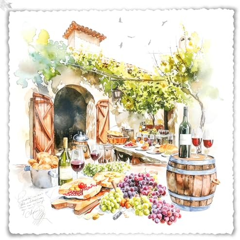 20 Servietten Essen & Trinken Weinfest im Sommer als Tischdeko. Papierservietten mit Motiv. Auch für Decoupage und Serviettentechnik 33x33cm
