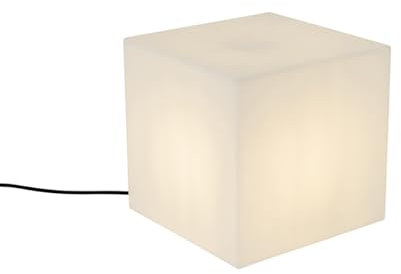 Qazqa - Modern Smart-Außenleuchte I Sockelleuchte weiß 30 cm quadratisch inkl. LED A60 IP44 - Nura Dimmer I Dimmbar I Außenbeleuchtung - Kunststoff Quadratisch - LED geeignet E27