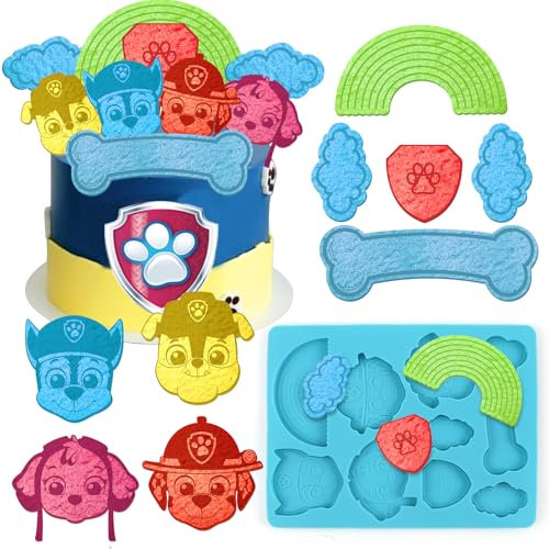 Paw Dog Silikon Form, Paw Dog Ausstechformen kinder, 3D Paw Dog Karamell Form, Paw Dog Kuchen Dekoration Form, Blau, Geeignet für Schokolade, Kuchen Dekoration, Dessert Dekoration, Seifenherstellung