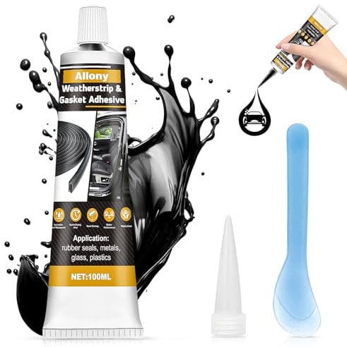Allony 100ml Silicone Nero per Auto, Silicone Nero, Colla per Carrozzeria, Silicone Alte Temperature, Resistente Alle Alte e Basse Temperature, Adatto per Sigillare Carrozzerie, Finestre, Tetti