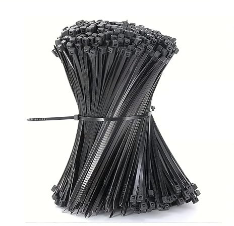 Cable Zip Ties Nylon Wraps Strong Long 250mm x 4.8mm Zip Ties Heavy Duty, Small Cable Tie Wraps Black for Garden, Office, Home Self Locking (100)