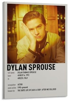 TULAOJI Dylan Sprouse Poster, Schlafzimmer, Prominente, dekoratives Gemälde, Rahmen-Stil, 60 x 90 cm