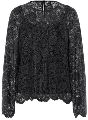 PIECES Damen Pcolline Ls Lace O-Neck Top WVN Noos