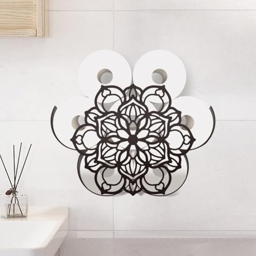 WADORN Étagère Porte Papier Hygiénique de Fleur de Datura, Rangement Mural de Papier Toilette pour 8 Rouleau Supplémentaire Toilette en Métal Porte Rouleau de Papier à Fleurs pour Salle de Bain