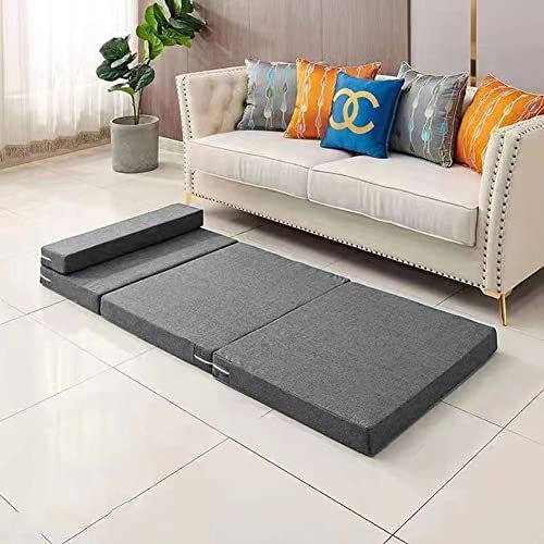 Deluxe Tri Fold Mattress Adult/Kid Portable Z Bed Single with Pillow Foldable Floor Mattress for Comfort Sofa/Chair/Sleepover Removable Cover Included