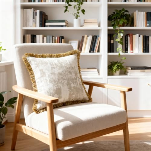 Generisch 2er Set Kissenbezug mit Goldener Quaste 50x50 hautfreundlich Kissenbezüge, Kissenhülle Dekokissenbezug sofakissen dekokissen deko für Sofa Schlafzimmer Wohnzimmer Balkon flauschig