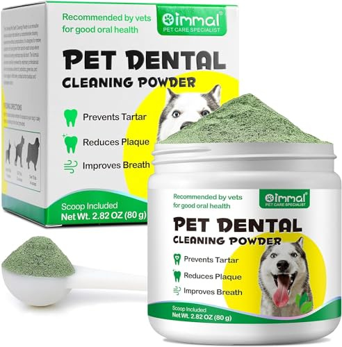 Pet Natural Dental Cleaning Powder for Oral Hygiene, Dental Powder for Small, Medium & Large Dogs Also for Cats. Reduces Plaque, Prevents Tartar, Improves Breath. No Brushing Needed. (80, Grams)
