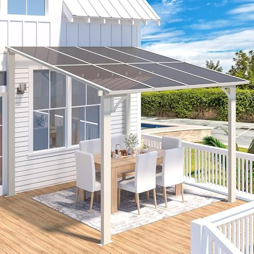 UNIONLINE Aluminium-Pavillon, 2,4 x 2,4 m, Wandmontage, Metallmarkisen, Pavillons, Hardtop-Dach, Pergola, Robuste Metall-Pergola Für Den Garten, Weiß