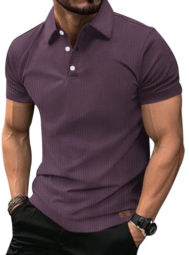 SwissWell Poloshirt Herren Kurzarm Atmungsaktiv T-Shirt für Herren Sommer Golf Tennis Polo Shirts Männer Violett Rot XXL