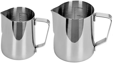 Pot à Lait Pour Mousser Pichet à mousse de lait en acier inoxydable, pichet à café Latte Art, pichet à mousse de lait, pichet de mesure en acier inoxydable, outil de Barista expresso Pour Cappuccino,