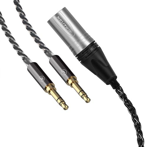 Linkidea Upgrade 6N Audio Cable for HIFIMAN Edition XS, SUNDARA, Arya, HE400SE, Ananda, Denon AH-D7200 Headphones, 4-Pin XLR to Dual 3.5mm Male Replacement Headphones Cord (4.9ft/1.5m)