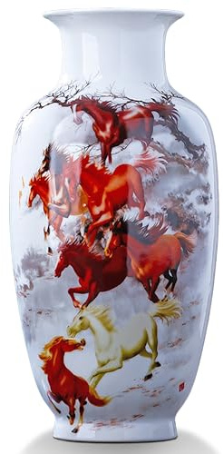 MTME Porzellanfiguren, Jingdezhen dekorative Blumenvase, Heimdekoration, Hochzeitsgeschenke, ästhetische Skulptur, Heimdekoration (Pferde)