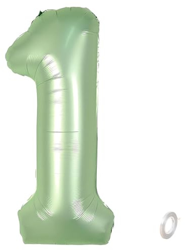 Balorise 40 Zoll Aluminium Luftballon Grün Zahl 1, Helium Unterstützt, Ballon Nummer 0-9, 10-100 (101cm), große Folienballons Dekoration für Geburtstagsfeier, Hochzeit, Jubiläum