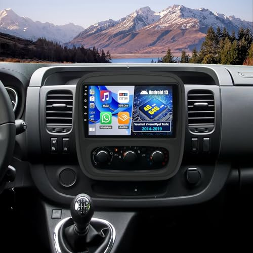 4+64G Car Stereo for Vauxhall Vivaro/Opel Trafic 2014-2019,9 Inch Touch Radio fit for Carplay/Android Auto/GPS/SWC/Bluetooth/Wifi/FM/Backup Camera