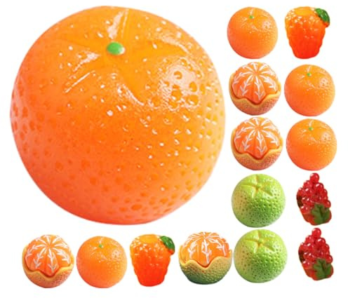 Parliky 16 Stück Teiliges Mini Künstliches Obst aus Langlebigem Resin Realistische Kleine Fruchtmodelle für DIY Basteln Mini Dekoration für Puppenhaus Foto Rahmen Handyhüllen und Kreative