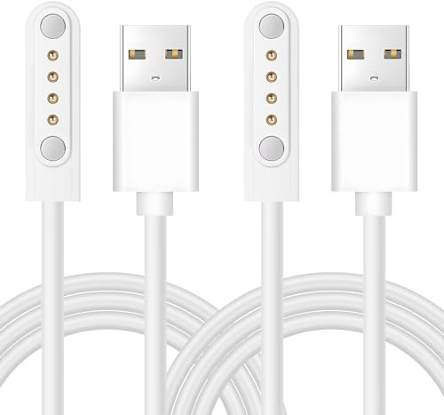 Leikedun 2 Stück Universal Kinder Smartwatch Ladekabel Magnetisch 4 Polig 7,62mm Magnetisches Ladegerät USB‑Ladekabel 60 cm für Smartwatches, Universeller Smartwatch Zubehör