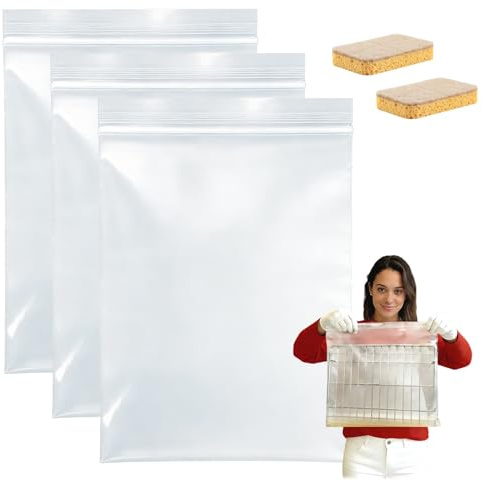 Oven Rack Cleaning Bags, No Scrub Oven Rack Cleaner Bags, No Cleaner Included, Reusable And Leak-Proof, For Ovens, Grills, And Air-Fryer Racks (3 Pcs-L)